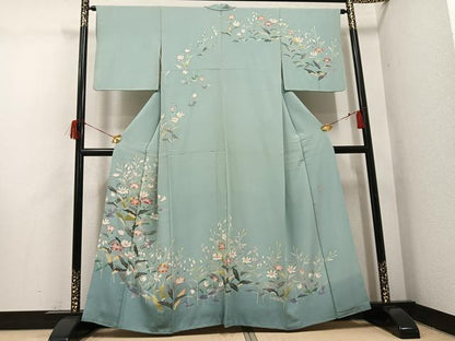 平和屋着物●本加賀友禅作家　田丸幸子　訪問着　草花文　暈し染め　正絹　逸品　AABH6946ph