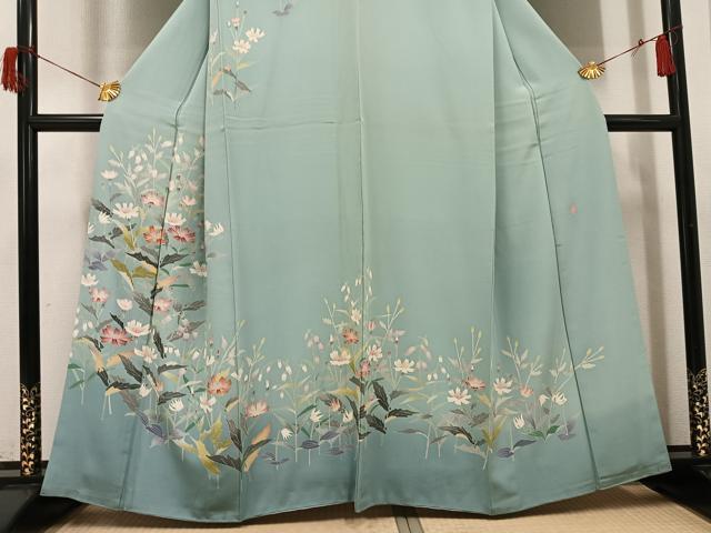 平和屋着物●本加賀友禅作家　田丸幸子　訪問着　草花文　暈し染め　正絹　逸品　AABH6946ph