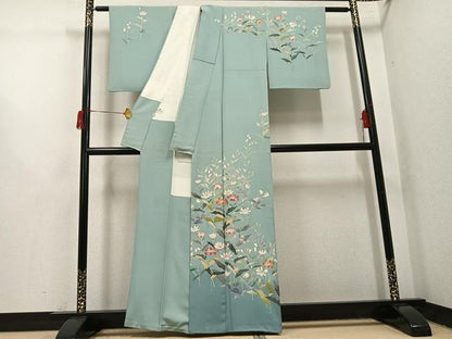 平和屋着物●本加賀友禅作家　田丸幸子　訪問着　草花文　暈し染め　正絹　逸品　AABH6946ph