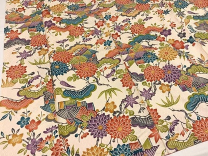 平和屋着物●上質な小紋　紅型　松竹梅風景文　正絹　逸品　未使用　AABH6951ph
