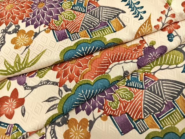 平和屋着物●上質な小紋　紅型　松竹梅風景文　正絹　逸品　未使用　AABH6951ph