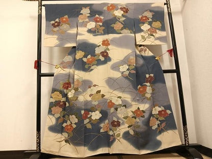 平和屋着物●訪問着　駒刺繍　枝花文　暈し染め　金彩　ますいわ屋扱い　正絹　逸品　AABH6956ph