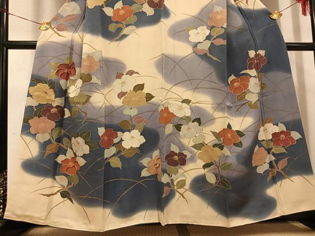 平和屋着物●訪問着　駒刺繍　枝花文　暈し染め　金彩　ますいわ屋扱い　正絹　逸品　AABH6956ph