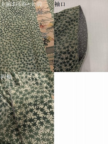 平和屋着物●人間国宝・南部芳松の息子 伝統工芸伝承者彫刻・南部幸雄　型染　訪問着　風景文　鬼しぼ縮緬　正絹　逸品　AABH6957ph