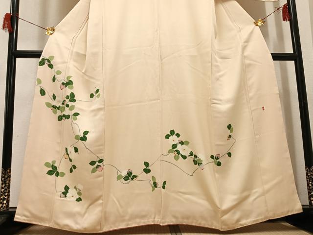 平和屋着物●本加賀友禅作家　松任いち　訪問着　枝椿　正絹　逸品　AABH6958ph