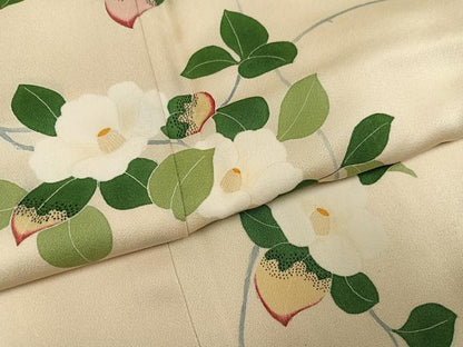 平和屋着物●本加賀友禅作家　松任いち　訪問着　枝椿　正絹　逸品　AABH6958ph