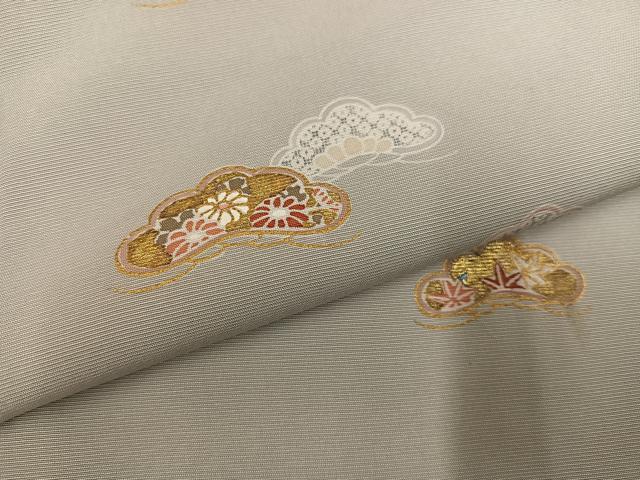 平和屋着物●訪問着　友禅　松　草花文　金彩　正絹　逸品　AABH6959ph