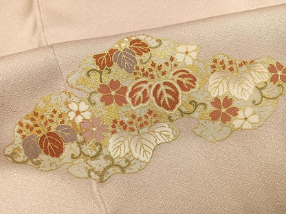 平和屋着物●豪華色留袖　駒刺繍　草花文　金彩　正絹　逸品　AABH6960ph