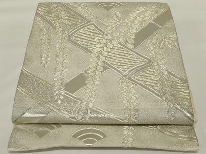 平和屋着物◎六通柄袋帯　藤花房　銀糸　正絹　逸品　AABH6961ou