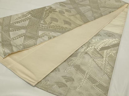 平和屋着物◎六通柄袋帯　藤花房　銀糸　正絹　逸品　AABH6961ou