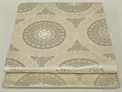 平和屋着物◎六通柄　本袋帯　手織錦　花丸文　純銀箔100％　正絹　逸品　AABH6964ou