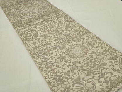 平和屋着物◎六通柄袋帯　鳳凰花文　銀糸　正絹　逸品　AABH6967ou