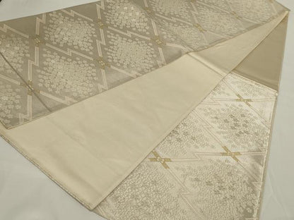 平和屋着物◎六通柄袋帯 唐織 松皮菱花文 金銀糸 正絹 逸品 AABH6974ou