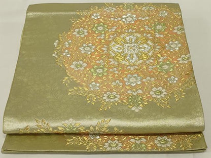 平和屋着物◎六通柄袋帯　唐織　宝相華　金銀糸　正絹　逸品　AABH6975ou