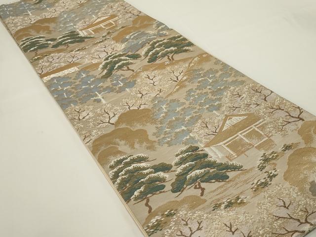 平和屋着物◎六通柄袋帯 唐織 大原三千院 金銀糸 正絹 逸品 AABH6983ou