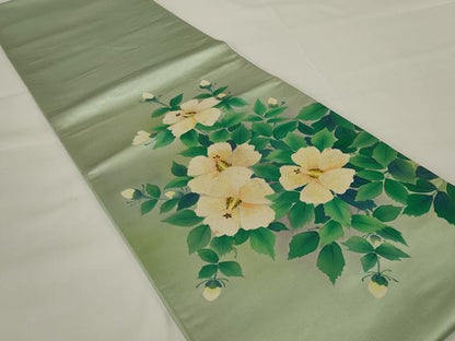 平和屋着物◎太鼓柄袋帯　作家物　手描き　草花文　金彩　正絹　逸品　AABH6988ou