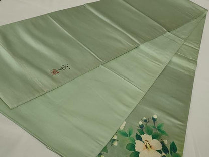 平和屋着物◎太鼓柄袋帯　作家物　手描き　草花文　金彩　正絹　逸品　AABH6988ou