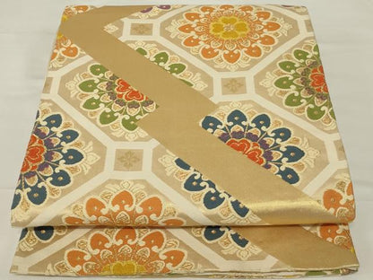 平和屋着物◎六通柄袋帯 唐織 蜀江花文 金糸 正絹 逸品 AABH6992ou
