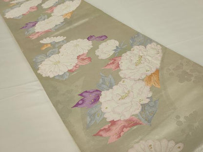 平和屋着物◎六通柄袋帯 唐織 地紙花文 金銀糸 正絹 逸品 AABH6996ou