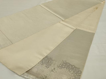平和屋着物◎太鼓柄袋帯 唐織 孔雀文 銀糸 正絹 逸品 AABH6998ou