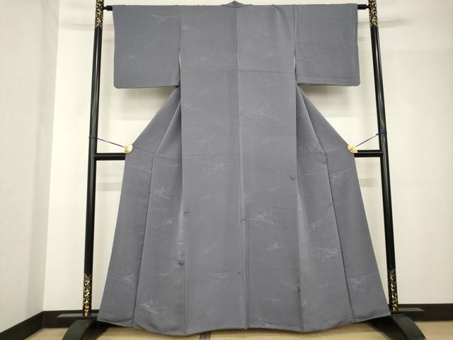 平和屋着物●上質な色無地　風景地紋　紫鼠色　正絹　逸品　AABH7001ck