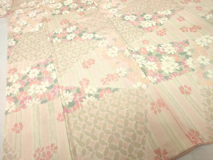 平和屋着物●上質な小紋　割付き花文　正絹　逸品　AABH7002ck