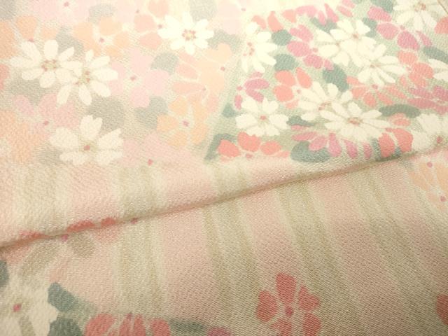 平和屋着物●上質な小紋　割付き花文　正絹　逸品　AABH7002ck