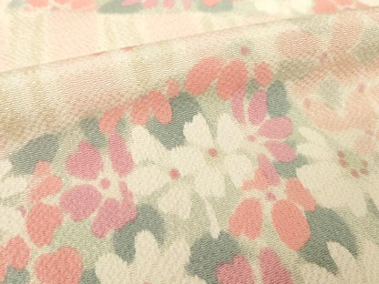 平和屋着物●上質な小紋　割付き花文　正絹　逸品　AABH7002ck