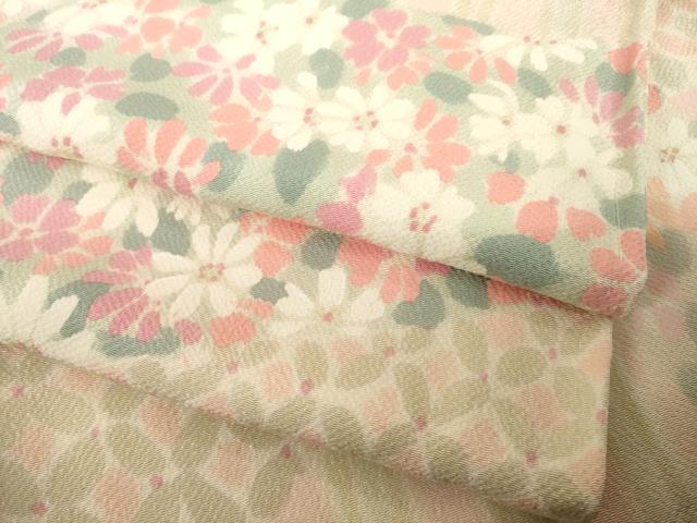 平和屋着物●上質な小紋　割付き花文　正絹　逸品　AABH7002ck