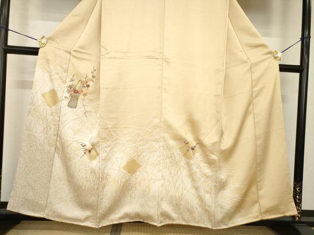 平和屋着物●訪問着　刺繍　松皮菱花文　金彩　正絹　逸品　未使用　AABH7008ck