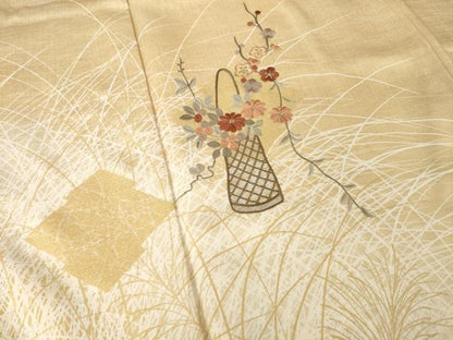 平和屋着物●訪問着　刺繍　松皮菱花文　金彩　正絹　逸品　未使用　AABH7008ck