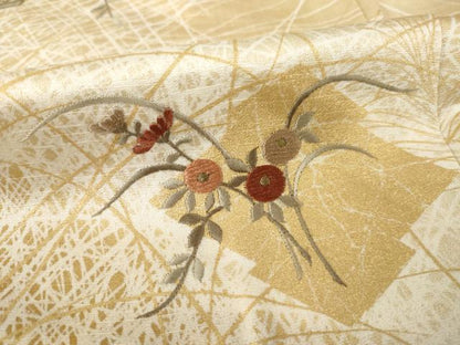 平和屋着物●訪問着　刺繍　松皮菱花文　金彩　正絹　逸品　未使用　AABH7008ck