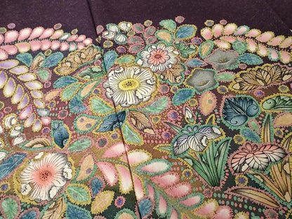 平和屋着物●豪華振袖　辻が花　舞花文　銀通し地　正絹　逸品　AABH7009ck