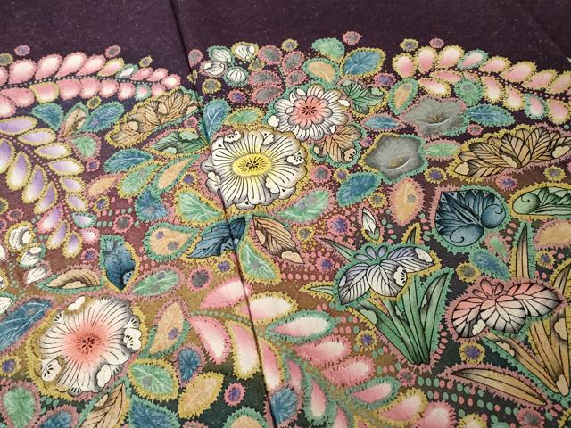 平和屋着物●豪華振袖　辻が花　舞花文　銀通し地　正絹　逸品　AABH7009ck
