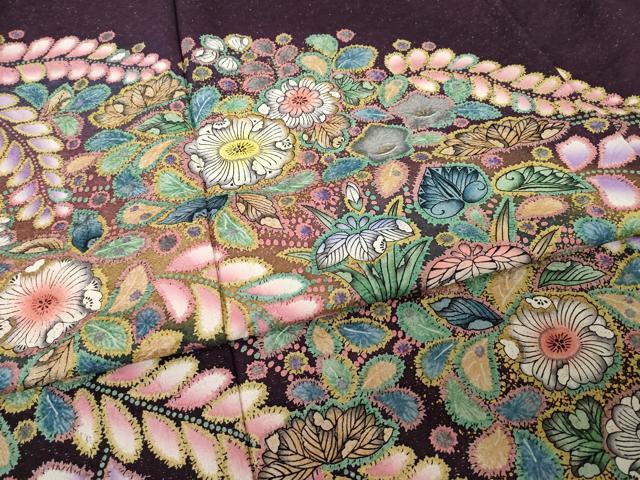 平和屋着物●豪華振袖　辻が花　舞花文　銀通し地　正絹　逸品　AABH7009ck