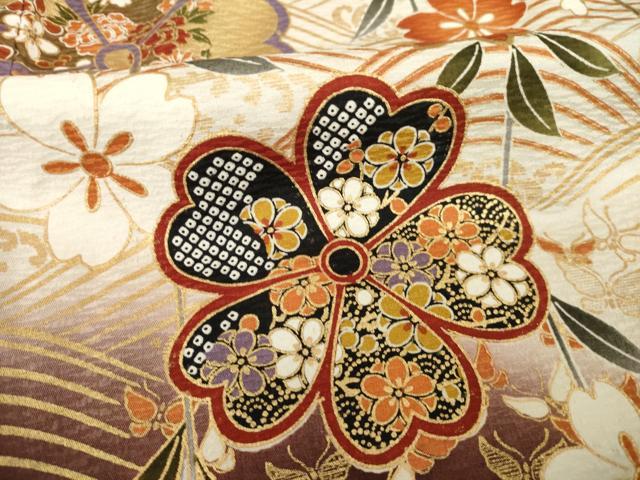 平和屋着物●豪華振袖　駒刺繍　枝垂れ桜文　暈し染め　正絹　逸品　未使用　AABH7010ck