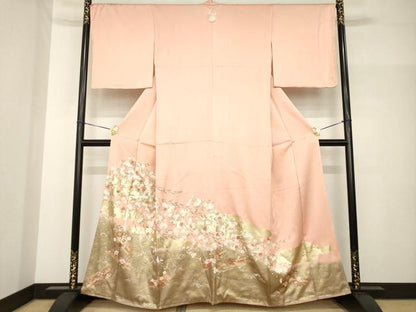 平和屋着物●豪華色留袖　駒刺繍　花筏文　金彩　正絹　逸品　未使用　AABH7012ck