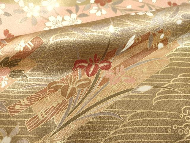 平和屋着物●豪華色留袖　駒刺繍　花筏文　金彩　正絹　逸品　未使用　AABH7012ck