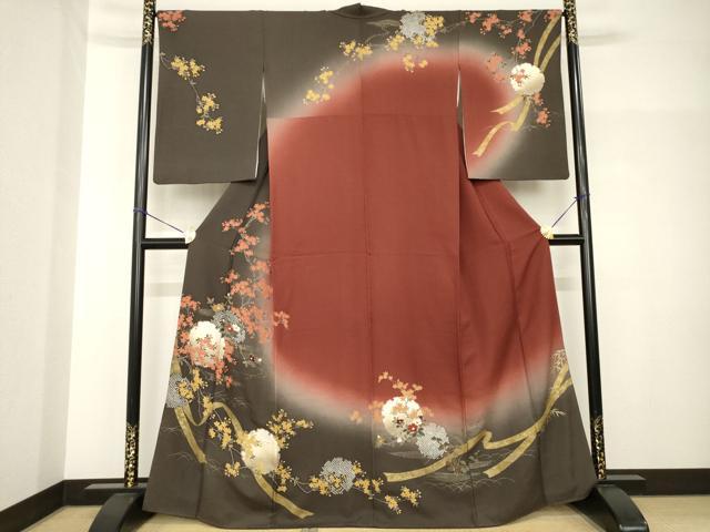 平和屋着物●訪問着　雪輪花文　暈し染め　正絹　逸品　AABH7014ck