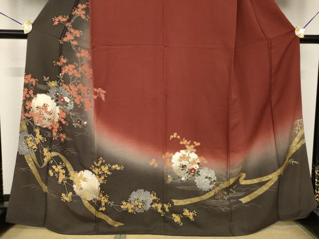 平和屋着物●訪問着　雪輪花文　暈し染め　正絹　逸品　AABH7014ck