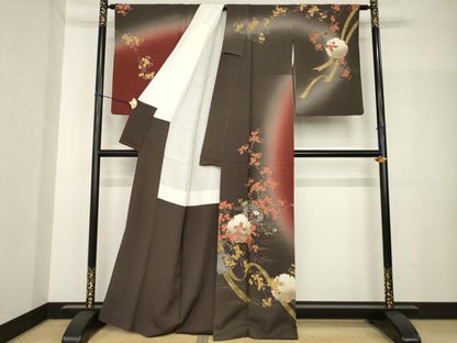 平和屋着物●訪問着　雪輪花文　暈し染め　正絹　逸品　AABH7014ck