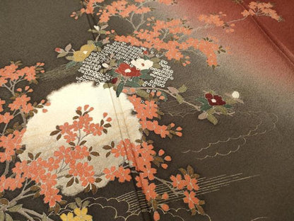 平和屋着物●訪問着　雪輪花文　暈し染め　正絹　逸品　AABH7014ck