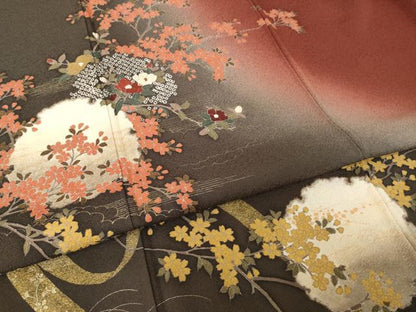 平和屋着物●訪問着　雪輪花文　暈し染め　正絹　逸品　AABH7014ck