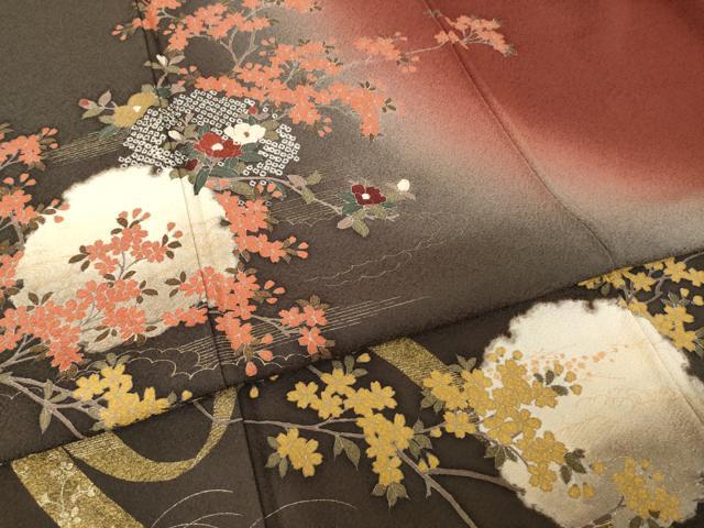 平和屋着物●訪問着　雪輪花文　暈し染め　正絹　逸品　AABH7014ck