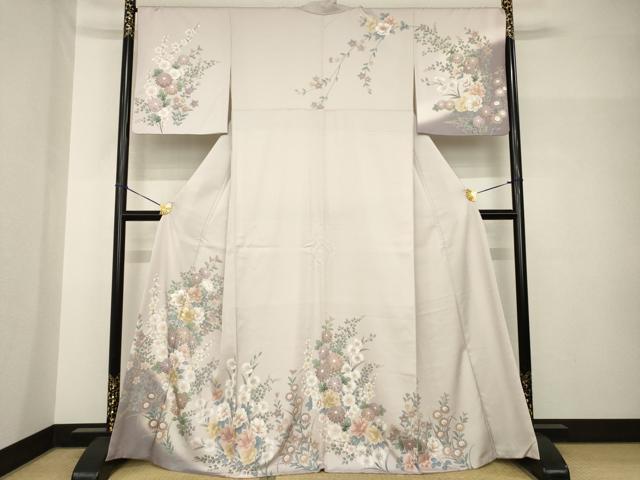平和屋着物●訪問着　刺繍　草花文　暈し染め　金彩　洗える着物　AABH7015ck