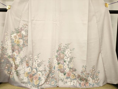 平和屋着物●訪問着　刺繍　草花文　暈し染め　金彩　洗える着物　AABH7015ck