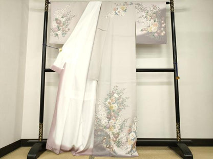 平和屋着物●訪問着　刺繍　草花文　暈し染め　金彩　洗える着物　AABH7015ck