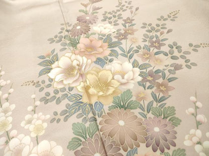 平和屋着物●訪問着　刺繍　草花文　暈し染め　金彩　洗える着物　AABH7015ck