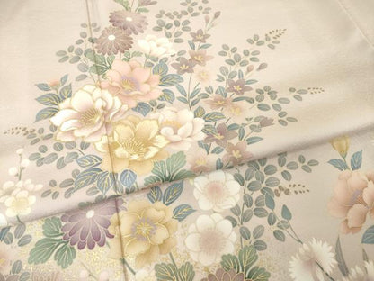 平和屋着物●訪問着　刺繍　草花文　暈し染め　金彩　洗える着物　AABH7015ck