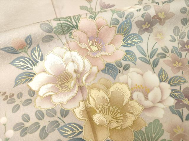 平和屋着物●訪問着　刺繍　草花文　暈し染め　金彩　洗える着物　AABH7015ck
